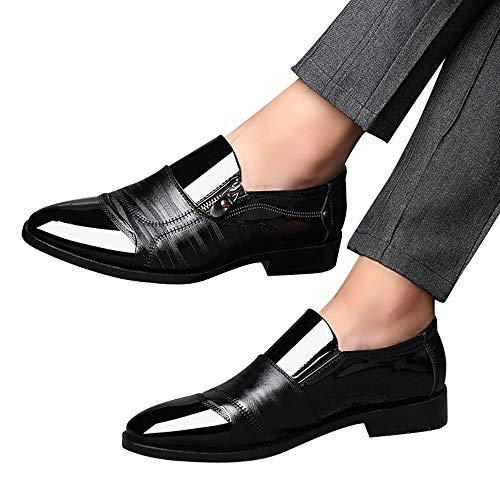 Boomboom Fashionable Pointed Head Business Dress Shoes Men Formal Shoes(Black,US 11)