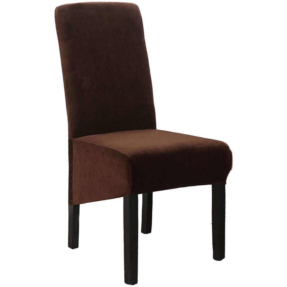 YOFASEN Chair Covers - Stretch Chair Covers for Dining Room Set of 1 Velvet Large Dining Chair Slipcovers, Coffee(Set of 1)