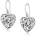 Sterling Silver Filigree Heart Drop Earrings