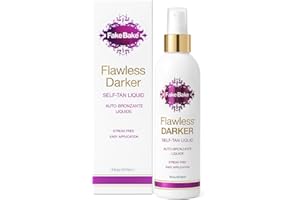 Fake Bake Flawless Darker Self-Tanning Liquid Streak-Free, Long-Lasting Natural Glow For All Skin Tones - Sunless Tanner Includes Professional Mitt For Easy Application, Black Coconut Scent - 6 oz