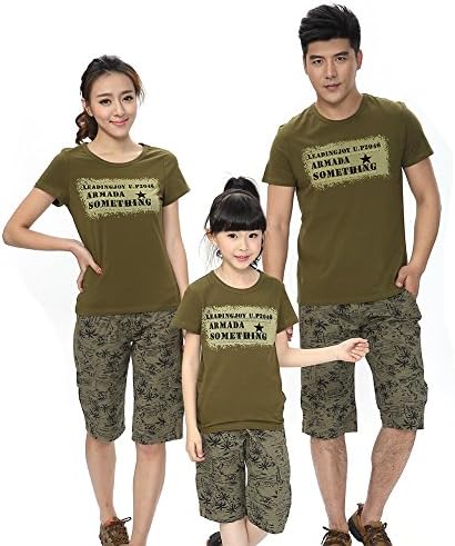 ShanSheng Family's Army green star pattern short-sleeved star pattern T-shirt 1522E