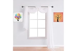 Warm Home Designs Standard Length White Sheer Window Scarf. Valance Scarves are 54 X 144 Inches. Great As Wedding Arch Draping Fabric, Bed Canopy Or for Decorative Project. AM White 144"