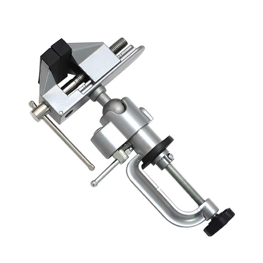 Small Vise, Table Vise, 360° Universal Rotating Bench Vise, Universal Work DIY Adjustable Multifunctional Aluminum Alloy Fixed Vise for Woodworking, Drilling, Metal Processing