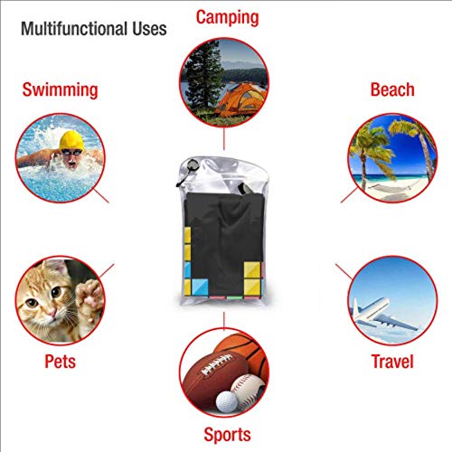 JOCHUAN-Color-Game-Three-dimensional-Block-Russian-Tetris-2-Pack-Microfiber-Towel-Travel-Beach-Towel-For-Boys-Set-Fast-Drying-Best-For-Gym-Travel-Backpacking-Yoga-Fitnes