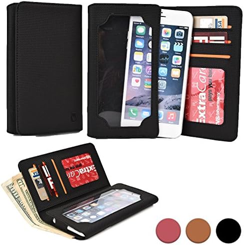 Cooper Cases(TM) Infinite Wallet Universal 6" Smartphone Case in Black (PU Canvas Cover, Built-in Screen Protector, Card Slots, ID Holder, Billfold)
