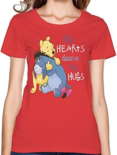 WRRY Winnie The Pooh and Eeyore Unique Red Women's Round Neck T-Shirt