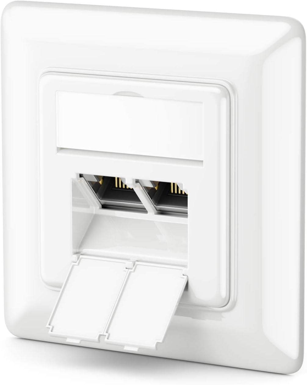 deleyCON 2x RJ45 CAT6a Network Socket, 10 Gbit Ethernet, White, 1 Piece