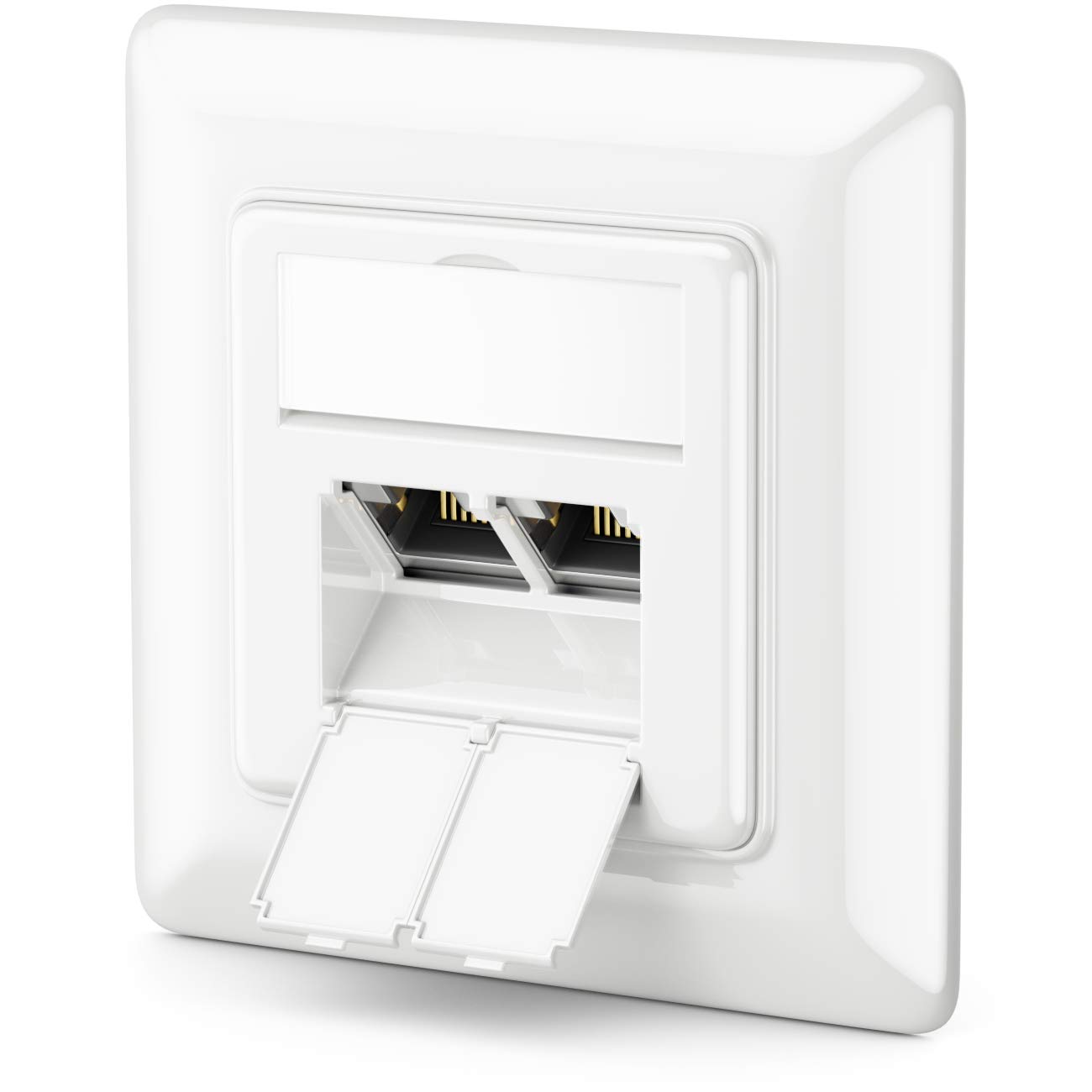 deleyCON 2x RJ45 CAT6a Network Socket, 10 Gbit Ethernet, White — image 1