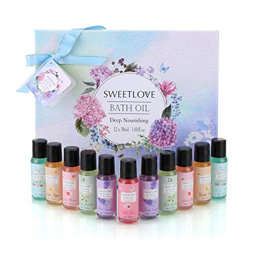 Mother’s Day Gifts – Bath Oil Gift Set,12PC x 1.01 Oz Travel Size with Essential Oils, 6 Natural Fragrances,Moisturizing for Dry Skin, Best Gift for Women,Birthday, Christmas day.