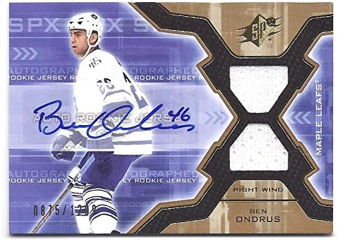 BEN ONDRUS 2006-07 SPX #168 DUAL JERSEY AUTOGRAPH ROOKIE Card RC #0875 of only 1299 Made! Toronto Maple Leafs Hockey