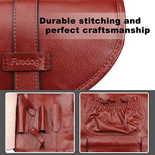 Handmade Genuine Leather Smoking Tobacco Pipe Pouch Bag Organize Case Pipe Tool Lighter Holder Pocket for 2 Pipe