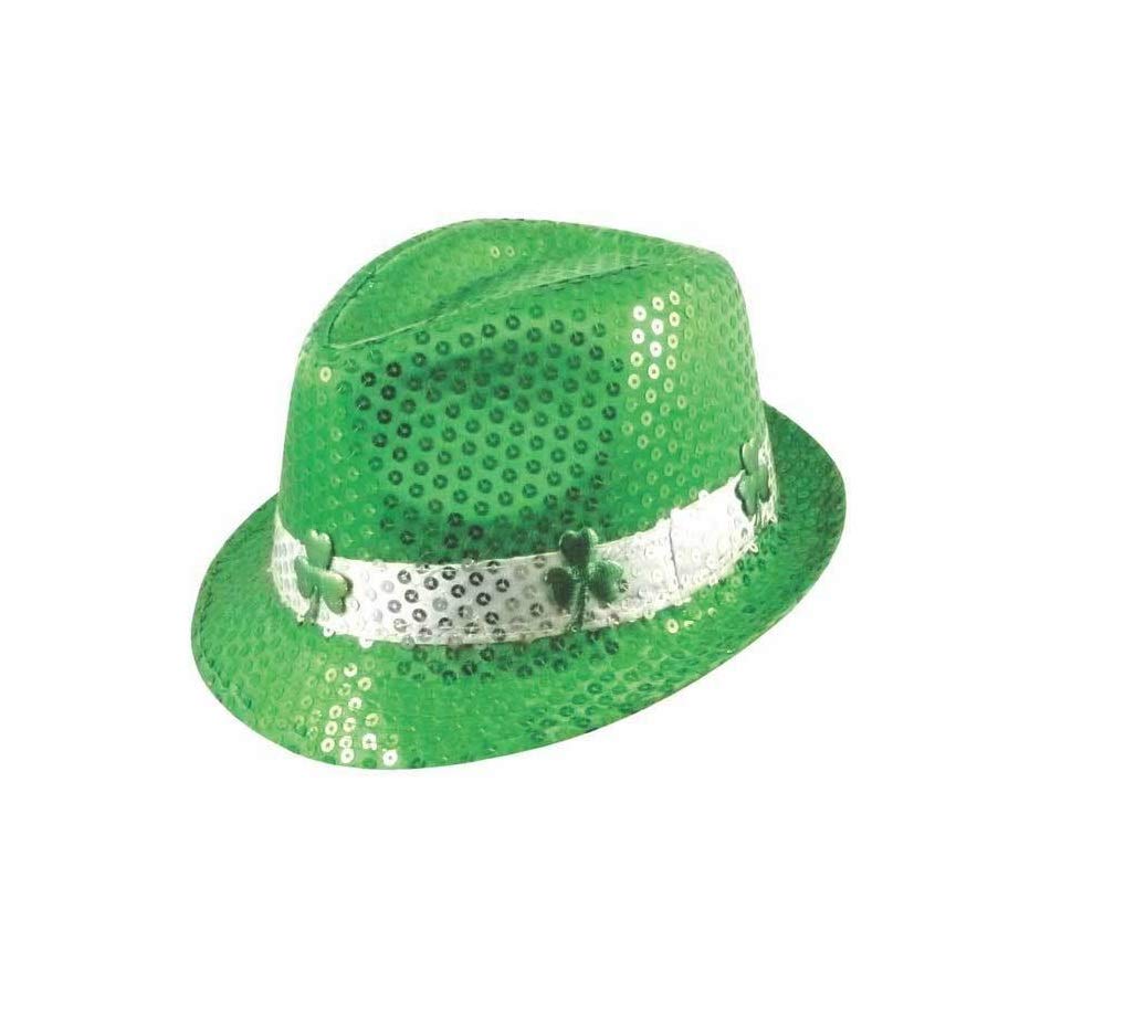 Sequin Trilby Hat (Green Shamrock) St Patricks Day Fancy Dress