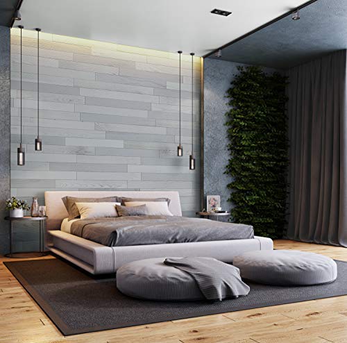Photo 1 of NaturaPlank Peel and Stick Real Wood Wall Panels with 3M Adhesive Tape, Pewter (16.25 sq.f/Box) - Easy DIY Application
