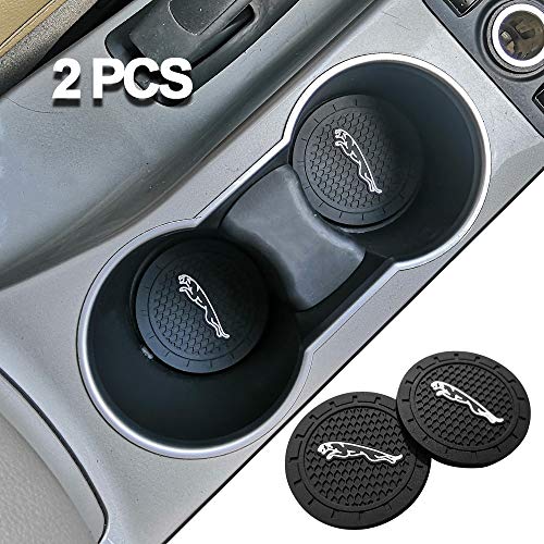 Car Interior Accessories Anti Slip Cup Holder Insert Coaster Mat fits for Jaguar Vehicles (Set of 2, 2.75" Diameter)