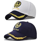 FVEILOV Anchor Embroidered Captain Hat Skipper Boating Baseball Cap, Adjustable Nautical Yacht Navy Marine Sailor Trucker Hat