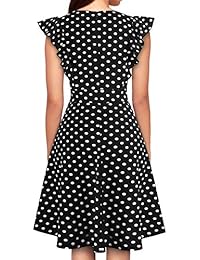 YATHON Vestido de cóctel para dama, estilo vintage, con volantes, floral, acampanado, línea A