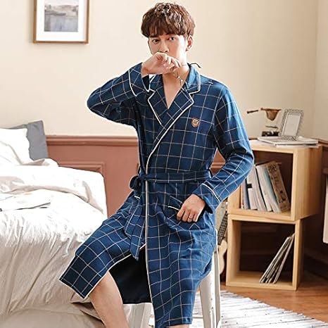 Amazon Co Jp Shisyan パジャマ 肌着 ローブ男性綿100 Housecoatブランド品質長袖秋バスローブ高級着物メンズ コットン浴衣上品バスローブ ルームウェア Color 931 B Size L ホーム キッチン