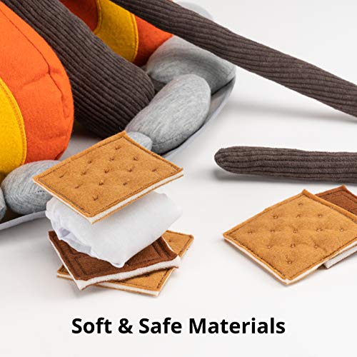 Cart adventure kids pretend plush campfire and s\'mores toy set