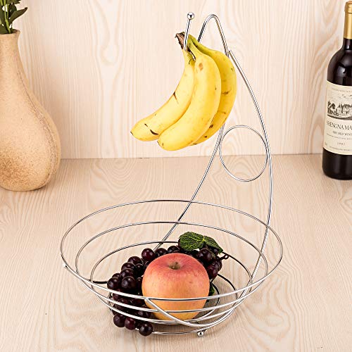 11 Inch Stainless Steel Fruit Basket Wire Metal Banana Holder Hanger Kitchen Storage Counter Organization Food Storage Accessories - Thumbnail 6