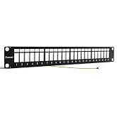 VCELINK 24 Port All Metal Blank Keystone Patch Panel, 1U Rackmount | 1.5mm SPCC Network Distribution Frame with Grounding Wire for Cat6/Cat6A/HDMI/Fiber/Coax Keystone Jacks