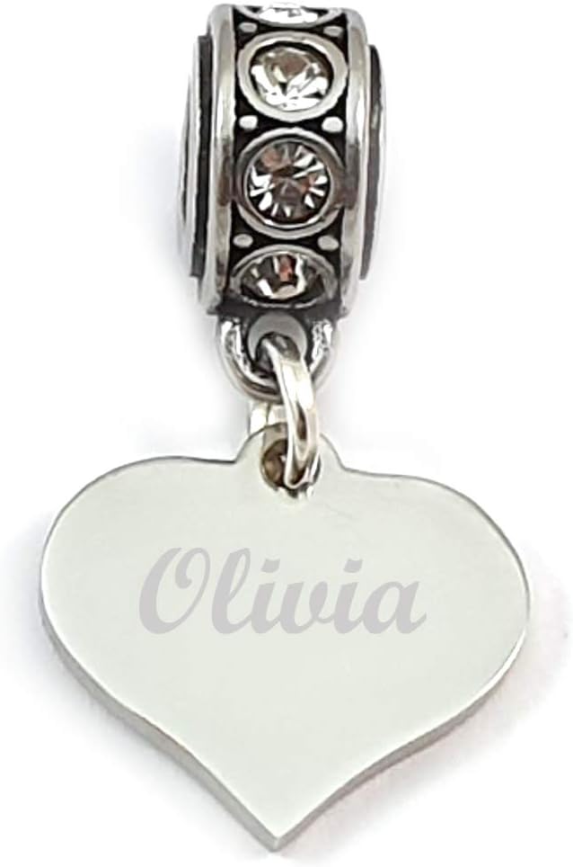 SanaBelle™ Personalised Engraved Name Charm Fits Charm Bracelets Stainless Steel