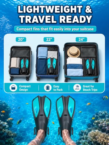 Pinne Snorkeling Pinne Nuoto Piscina per 32-36 | 37-41 | 42-47 | Leggere e Confortevoli | Design Morbido | Regolazione Tallone Aperto | Unisex | Per Uso Acquatico Piscina Mare