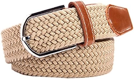Aorbi Unisex Nylon Canvas Elastic Fabric Woven Stretch Braided Waist Belt (Beige)