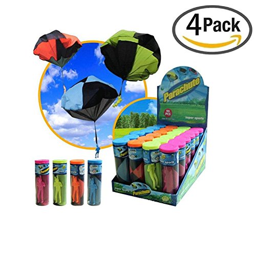 Biowow 4 Pack Tangle Free Throwing Toy Parachute Man for Kids 4 Inch Mixed Color