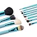 12pcs Makeup Brush Set Professional Face Cosmetic Brushes Kit Make up Tool with Cup Holder Case (Teal Blue)