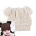 AStorePlus® Baby Kids Dual Balls Winter Warm Kintted Hat Wool Beanie Cap, Beige