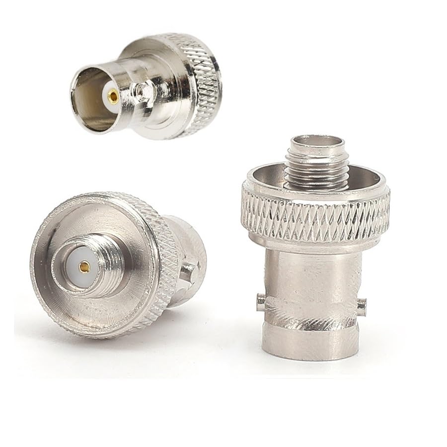 Wvzong 3 Pack SMA Female to BNC Female Adapter, 50 Ohm Coaxial RF Coax Connector for Antenna, Wireless LAN, CCTV Camera & Ham Radio - Gold Plated, Nickel Plated Brass