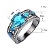 JunXin Brilliant Round Cut 8MM Aquamarine Blue Topaz Ring Blue Fire Opal for Women Size6/7/8/9(9)
