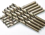 DRILLFORCE (10 Pcs) 5/32 in. x 3-1/8 in. HSS COBALT Drill Bits, Jobber Length, Straight Shank, Metal Drill,Ideal For Drilling On Mild Steel, Copper, Aluminum, Zinc Alloy Etc.
