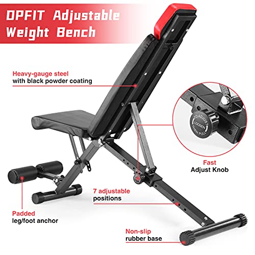 SHAP+ Folding Weight Bench, Adjustable Strength Training Bench with Leg