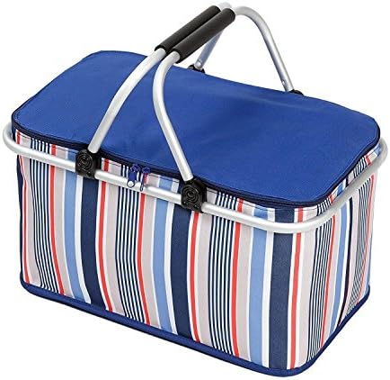Cooler Bag Collapsible Insulated Picnic Basket with Zip Closure and Carrying Handles for Parties Camping Travel hiking Outdoor Picnic BBQ 32L Large Size