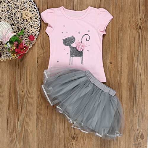 2017 Toddler Kids Baby Girls Cute Bow Shirt Top Grid Shorts Set Tutu Dresses Princess Party Clothes (3-4Years, Pink)
