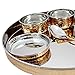 SKAVIJ 7-Piece Indian Dinnerware Set Service for 1, Stainless Steel Copper Traditional Dinner Party Set of Thali Dinner Plate, Bowls, Tumbler And Spoon