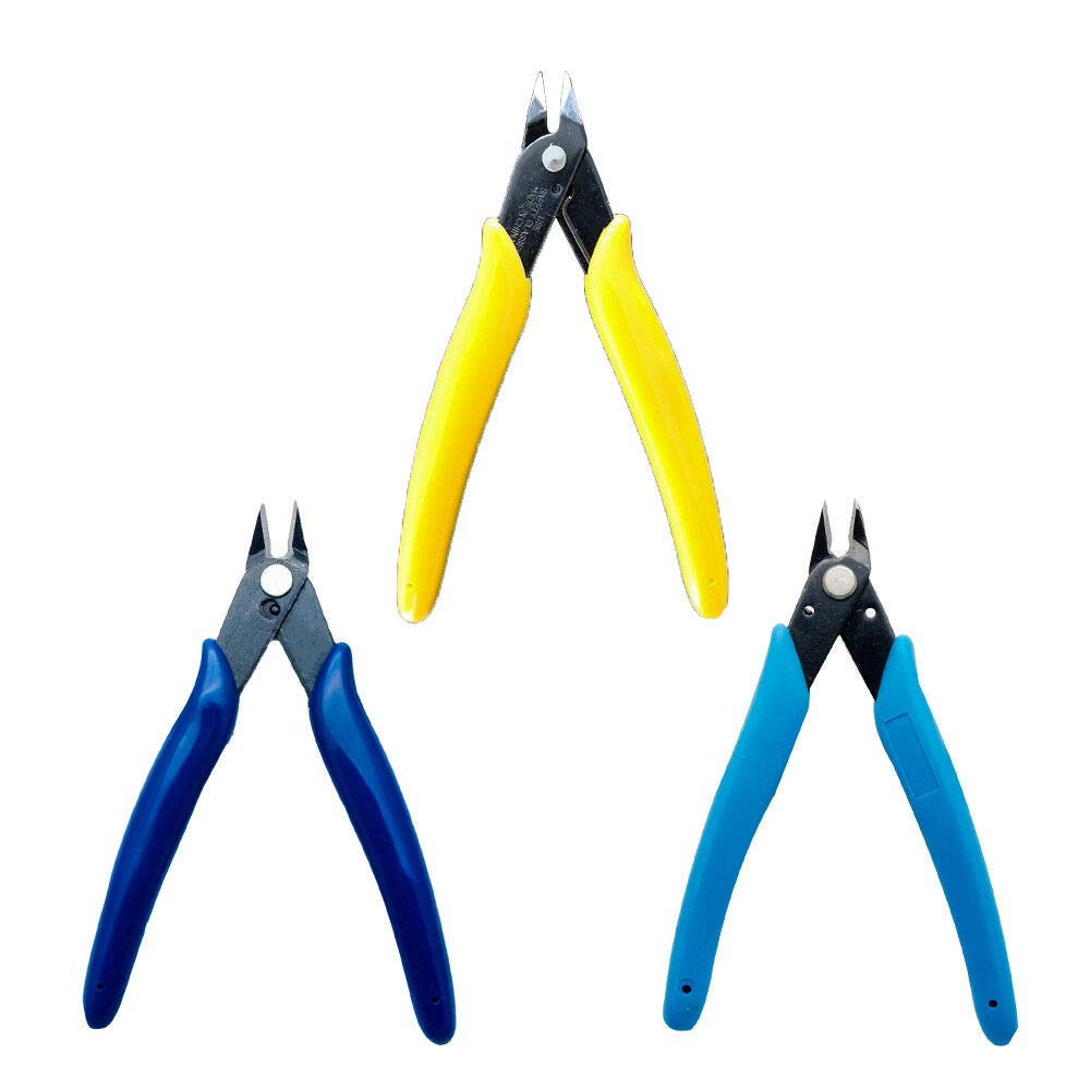 Wire Cutter 5.12" Cable Cutter Diagonal Side Cutter Electrical Mini Cutting Plier Side Snips Flush Cutter Tool for Coil Making, Home DIY Jewelry (Yellow)