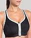 SYROKAN Women's High Impact Front Zip Wirefree Supportive Sports Bra Black & White 36C