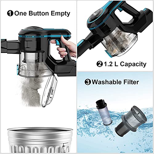 INSE Cordless Vacuum Cleaner, 23Kpa 265W Powerful Suction Stick Vacuum