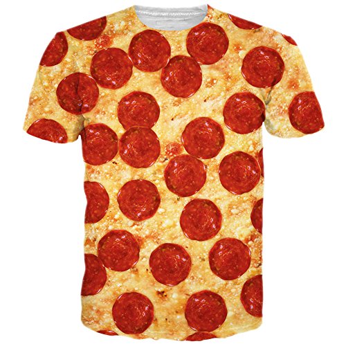 RAISEVERN Unisex Pizza All Over Printed Hip-hop Style T-Shirts Pizza1 Medium