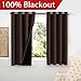 100% Blackout Curtains for Bedroom 63 Inches Long Thermal Insulated Lined Curtains for Living Room Double Layer Full Light Blocking Energy Saving Grommet Drapes Draperies, 2 Panels, Brown