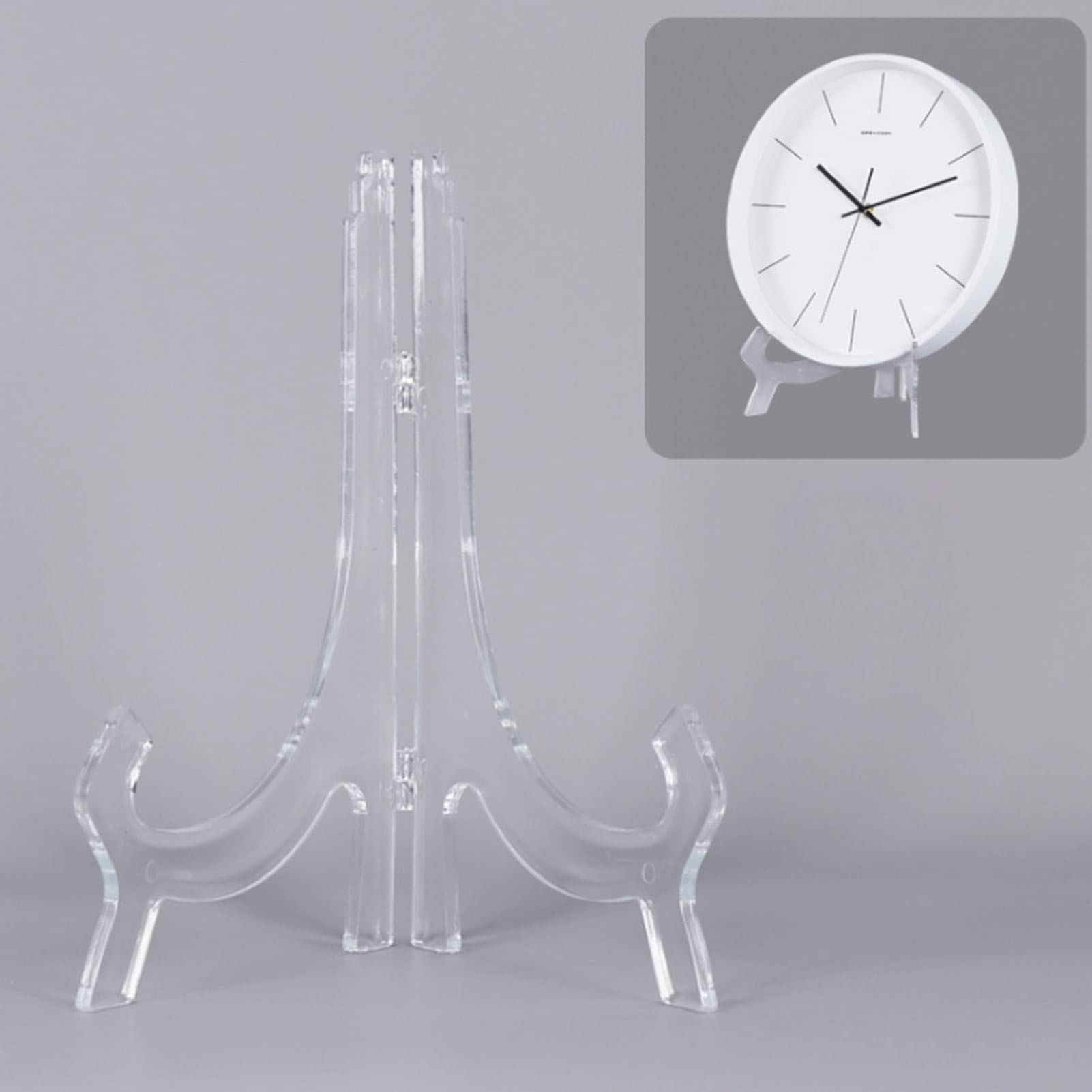 TOPINCN Transparent Acrylic Display Stand, 25x19cm Clock and Photo Holder, Modern Nordic Style Bracket Rack for Home Decor