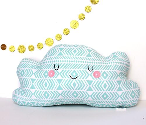 Cloud Throw Pillow, Cloud Cushion, Blue and White Geometric Print - Great for Kids Rooms