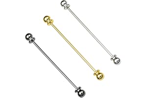 3PCS Men' Collar Bar Tie Pins Clasp Shirt Collar Cravat Pin Clips Brooch Color Black Color