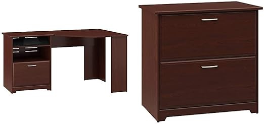 Amazon Com Bush Furniture Cabot Corner Desk With File Drawer In Harvest Cherry Cabot 2 Drawer Lateral File Cabinet Harvest Cherry Furniture Decor