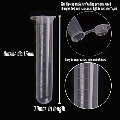 Buytra 100 Pack 10ML Plastic Lab Test Tube Vial Sample Container Centrifuge Tube with Snap Cap, Graduated, No-Leak