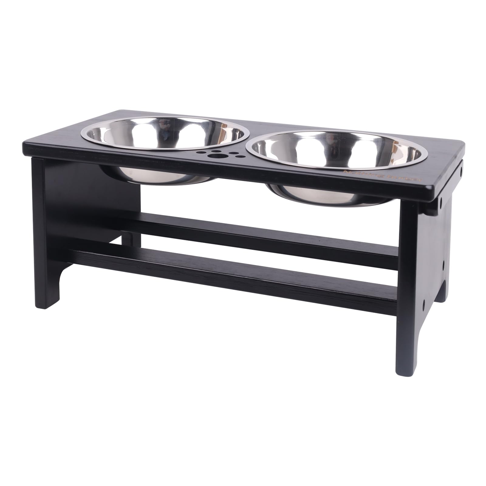 Raised Dog Bowls For Medium Sized Dogs, Elevated Dog Bowls With Stand, Dog Feeding Bowls On Stand With 2 Stainless Steel By Nothing Burger(Black)