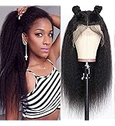 Kinky Straight Human Hair Lace Front Wigs Yaki Straight Human Hair Lace Frontal Wigs For Black Wo...