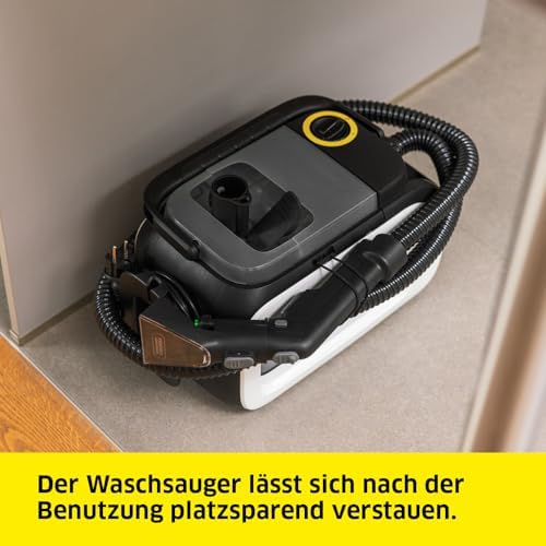 Waschsauger SE 3 Compact, Aufnahmeleistung: 500 W, Frischwassertank: 1,7 l, Fläche: 2,76 m2, Gewicht: 4,1 kg, Sprühsaugschlauch, Waschpolsterdüse und Waschfugendüse, Weiß